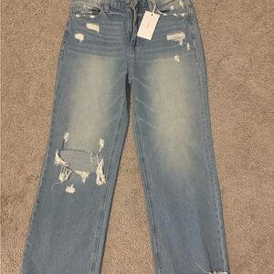 Distressed Blue Jeans